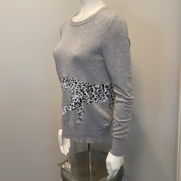 French Connection Crew Neck Sweater with Snow Leopard in Sequins Size S - Picture 5 of 13